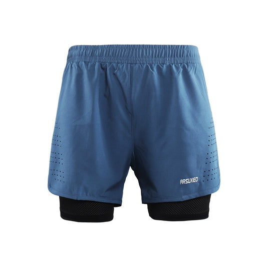 Pickleball Shorts - Blue/Gray Men's Polyester-Spandex Blend Shorts - Sizes S-XXL