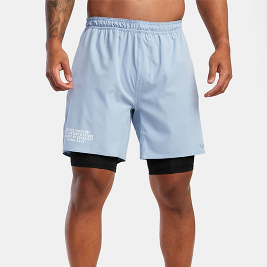 Men's Breathable Athletic 2-Layer Polyester Shorts w/ Pockets